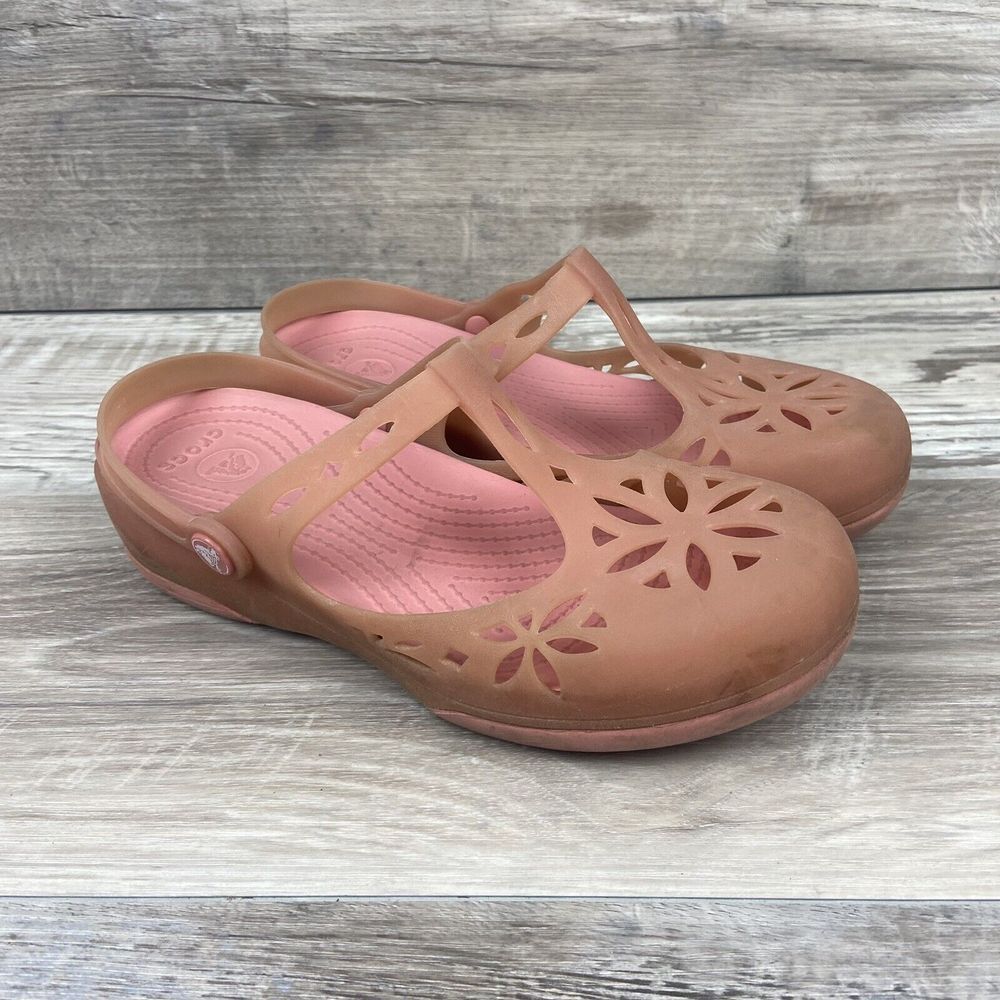 Women's Crocs Isabella Pink Translucent Clog Size 7 Waterproof‎
